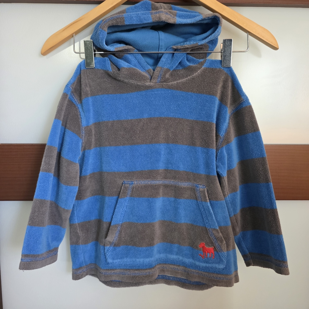Mini Boden Blue and Brown Striped Kids  Hoodie Sweater